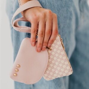 Wonderlust Woven Dual Pouch Wristlet, Color: Blush, NEW